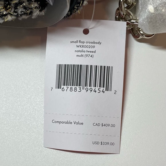 Kate Spade Flap Clasp Black and Gold Natalia Tweed Boucle Crossbody Bag Purse - Picture 8 of 10